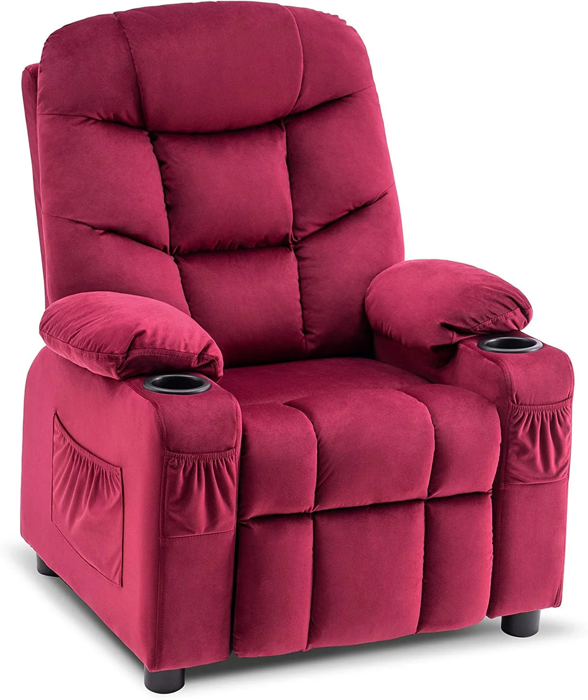 Light Brown Faux Leather Kids Recliner Chair with Cup Holders N987788