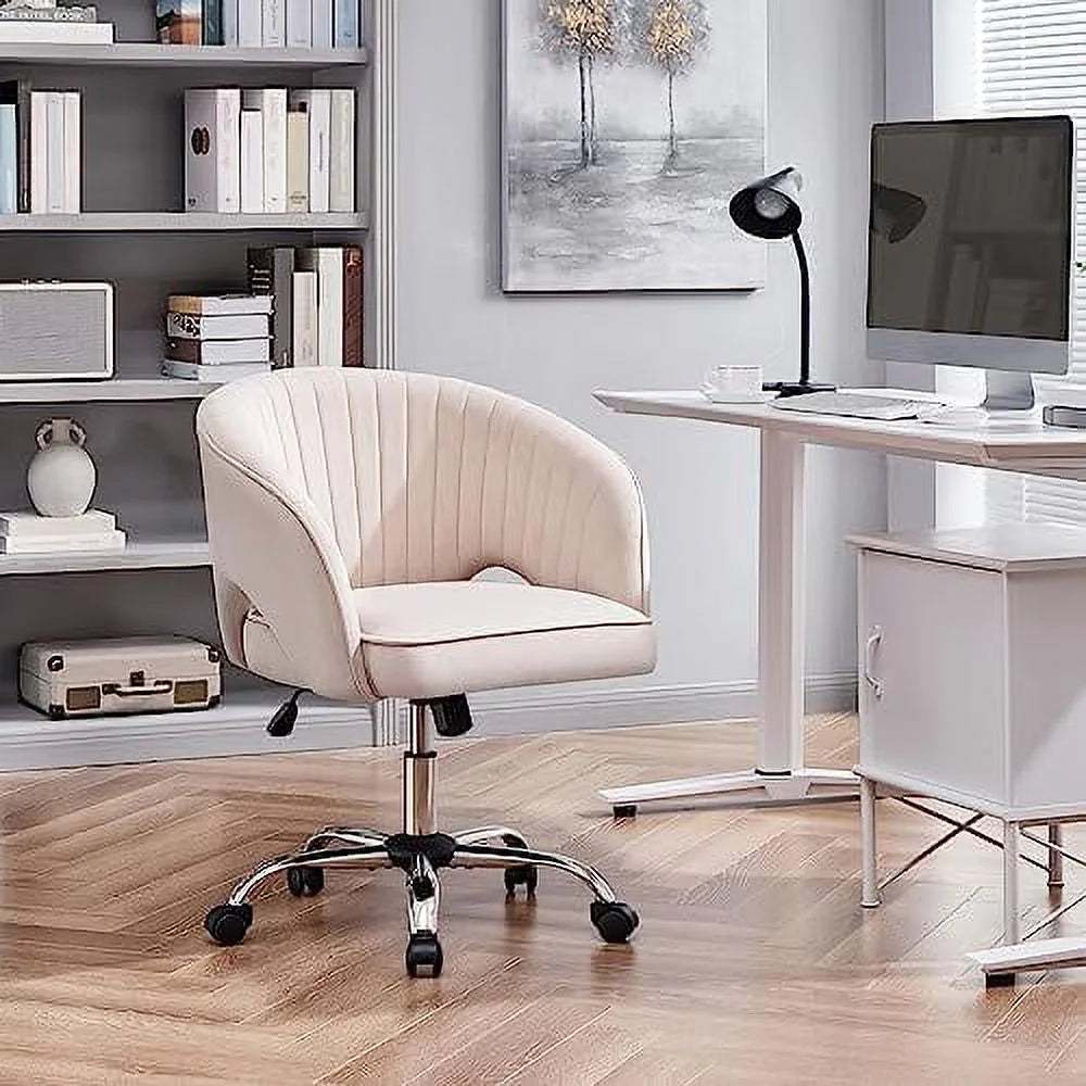 Velvet Upholstered Swivel Desk Chair with Tufted Barrel Back G35105