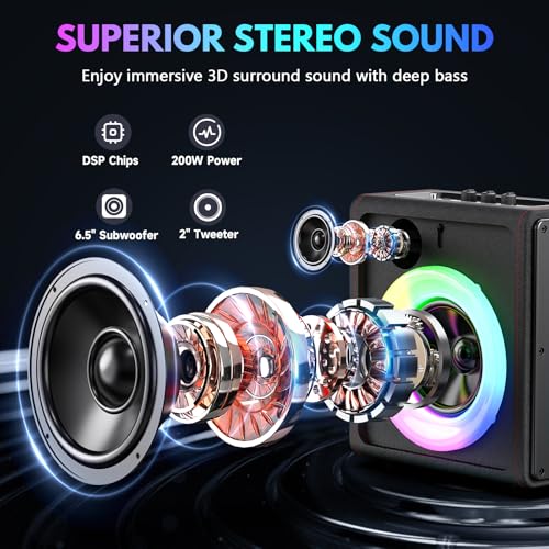 Portable Bluetooth Karaoke Machine with 2 Wireless Microphones G758