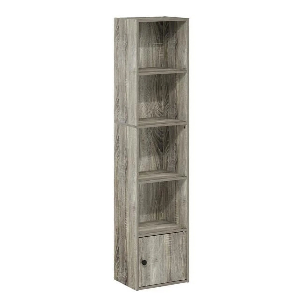 5-Tier Shelf Bookcase with 1 Door Storage Cabinet J7011
