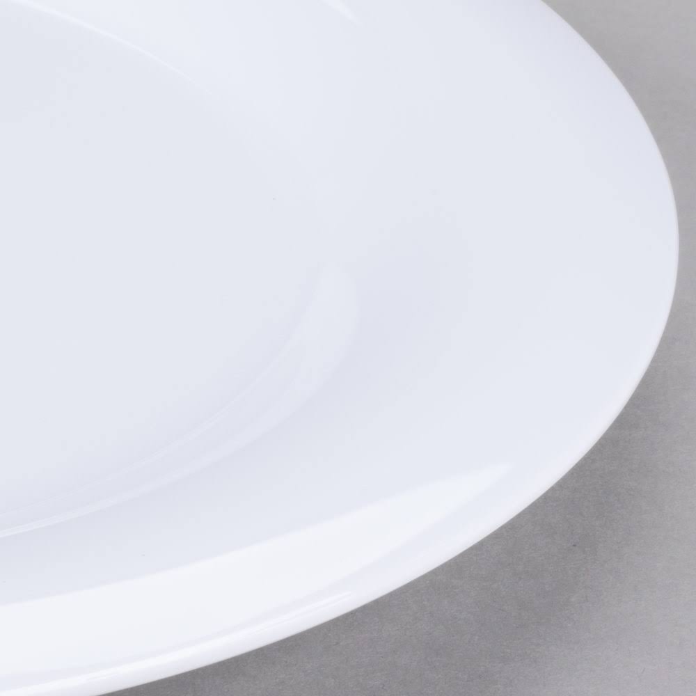 White Wide Rim Melamine Plate - 12/Case S46685