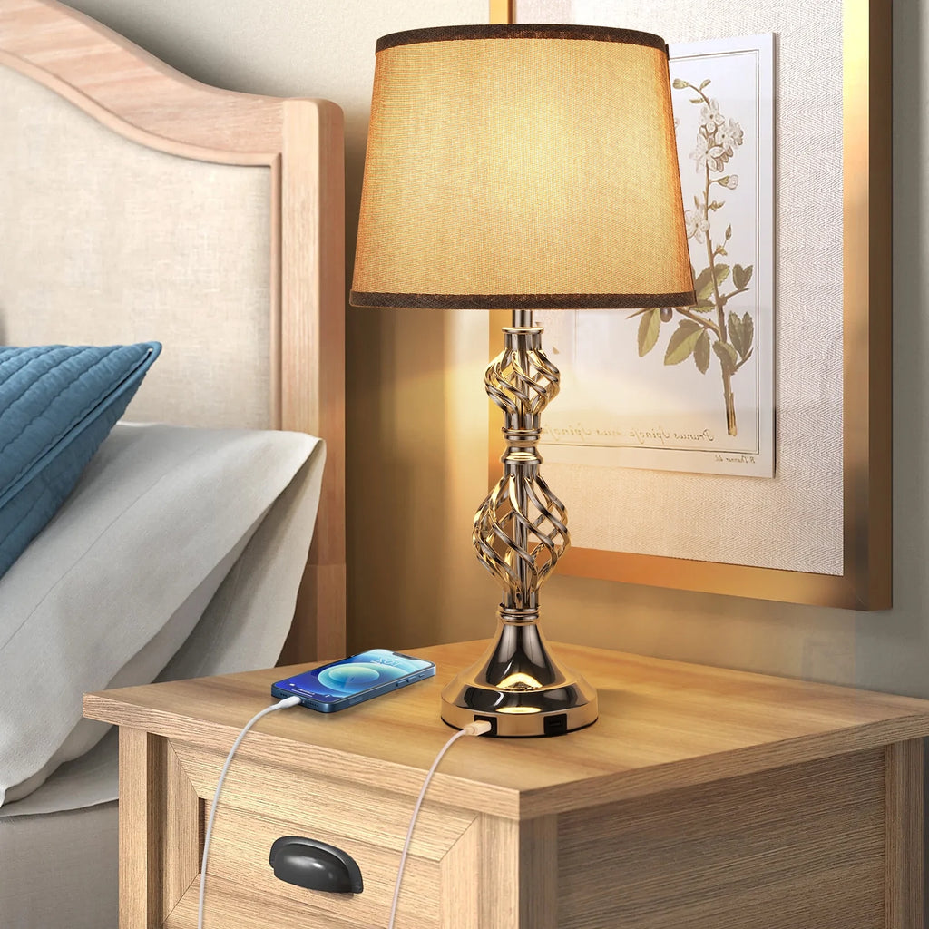 Gray Set of 2 Touch Control Dimmable Table Lamps Q532511