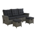 Off-White All-Weather Wicker Outdoor Seating Set with Reclining Sofa & Two Ottomans R446833