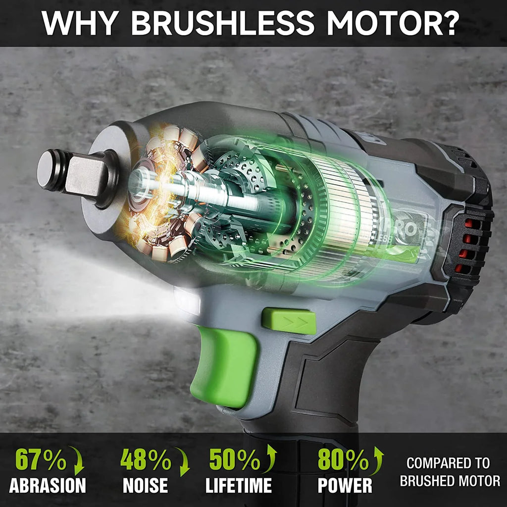 Cordless Impact Wrench 1/2 inch 20V Brushless High Torque 370 Ft-Lbs with Battery Q178268