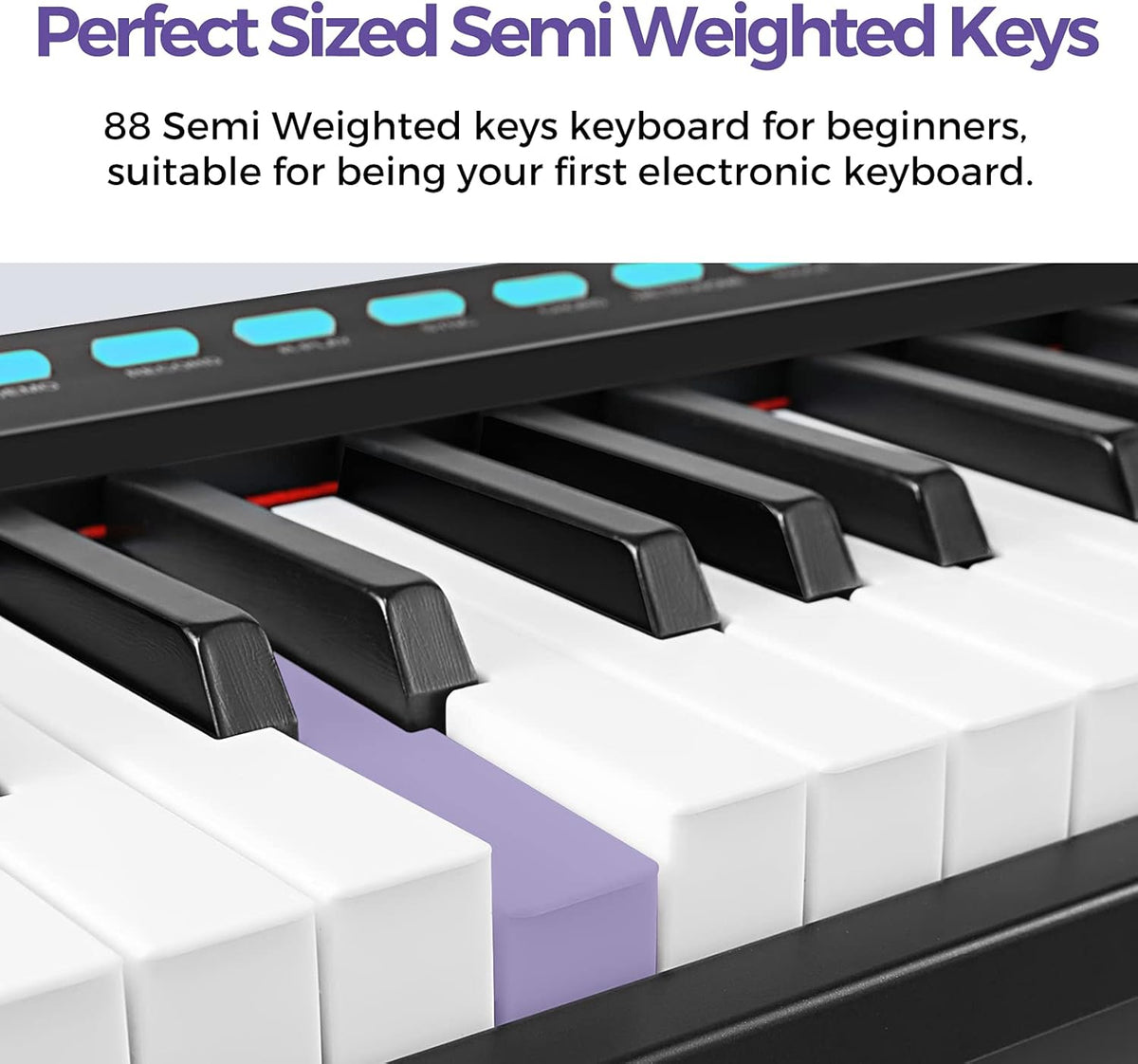 88-Key Semi-Weighted Electronic Keyboard Piano with X-Stand, Sustain Pedal, Power Supply, Carrying Case D48617