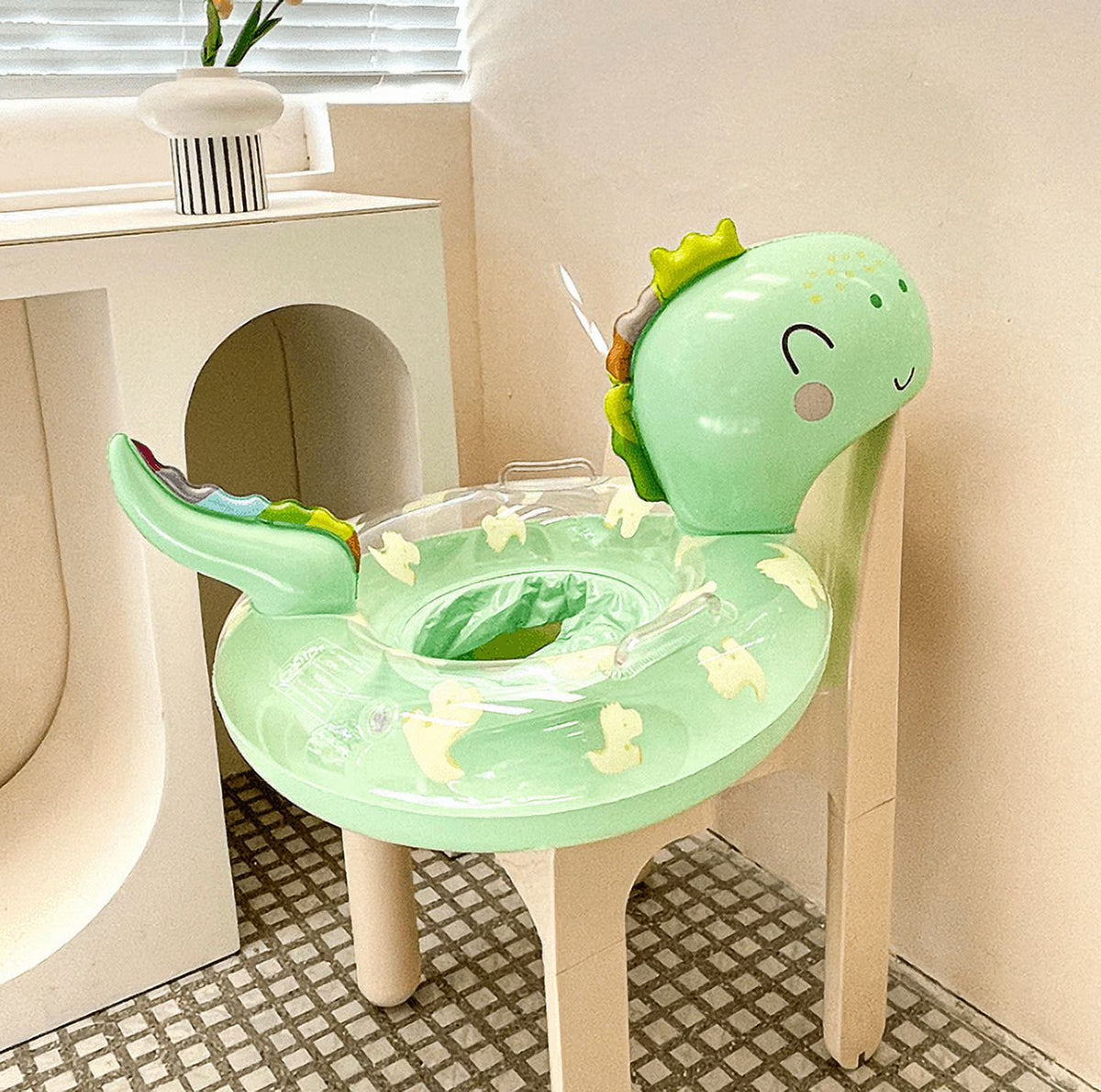 Baby Inflatable Swimming Ring with Seat and Handle Dinosaur Pool Float Z93826