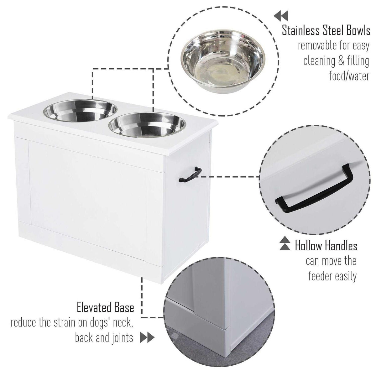 Raised Pet Feeding Station with 2 Stainless Steel Bowls J340