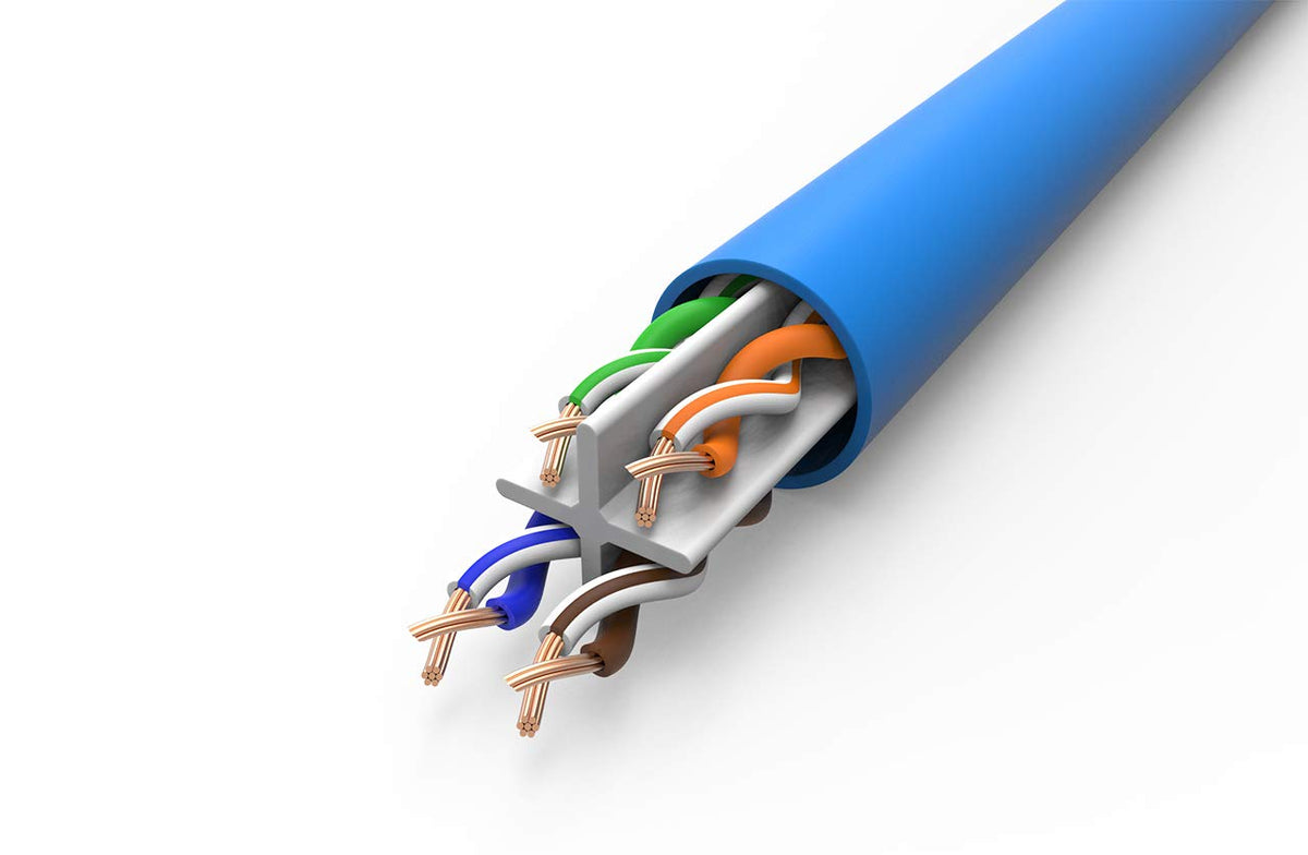 1000ft Bulk Ethernet Cable Cat6e Plenum UTP 23AWG Solid Bare Copper Blue P813673