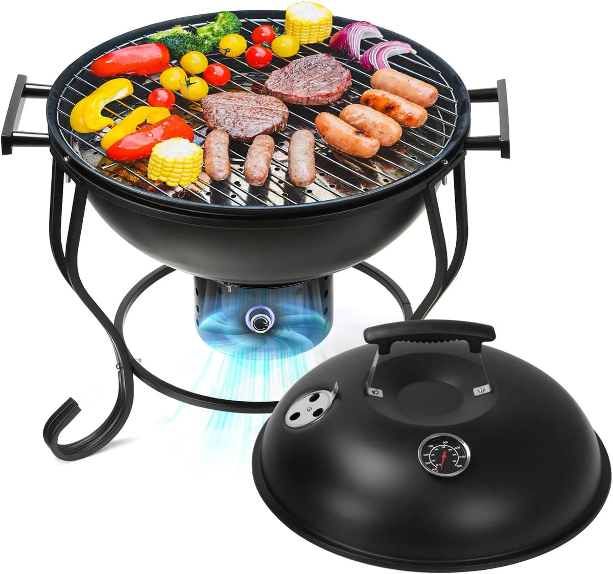 17 inches Portable Charcoal Grill with Adjustable Fan U672010