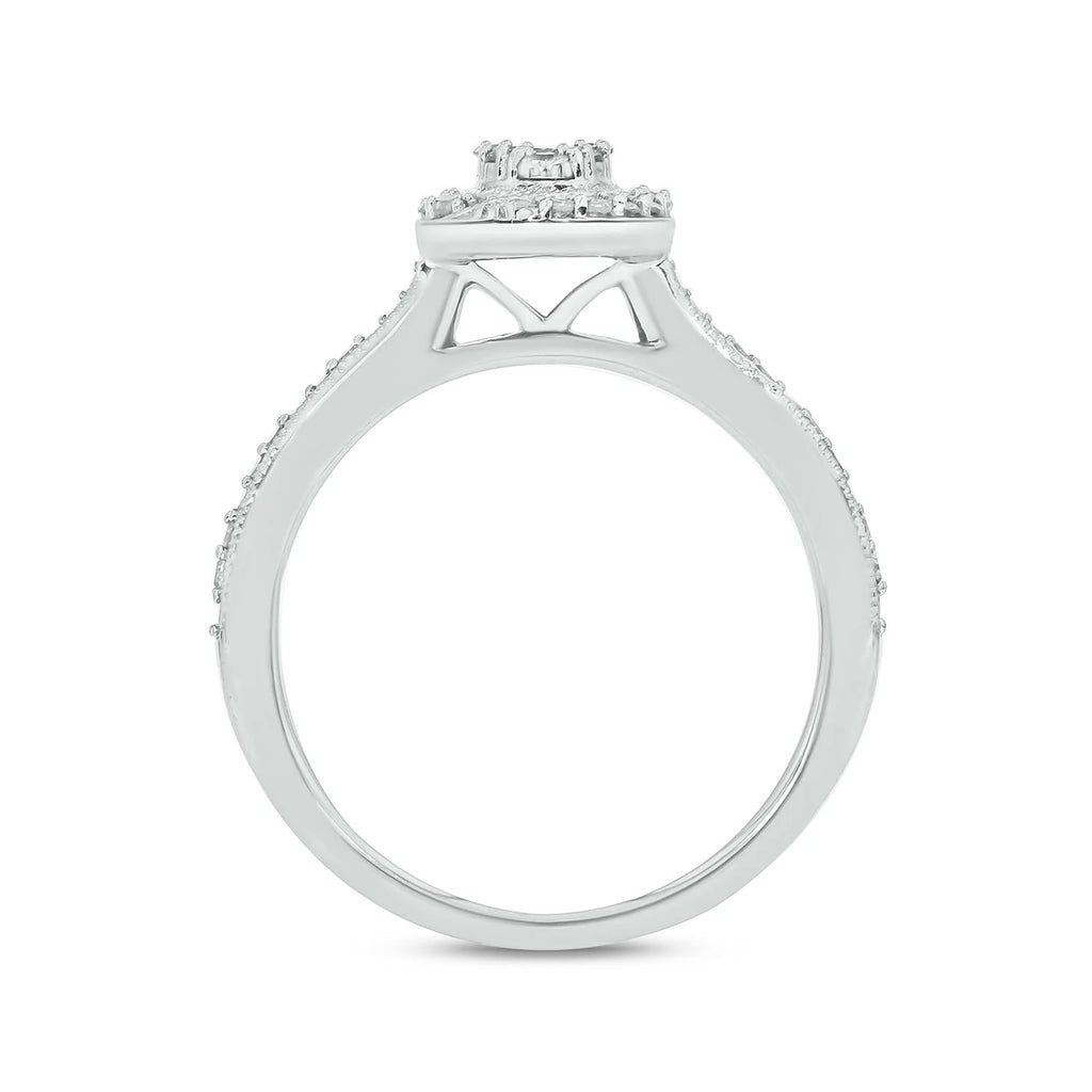 925 Sterling Silver Oval Diamond Engagement Ring and Wedding Band Set X73124
