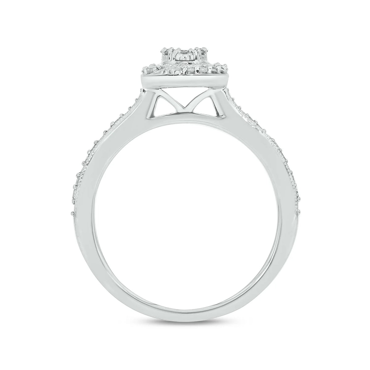 925 Sterling Silver Oval Diamond Engagement Ring and Wedding Band Set X73124