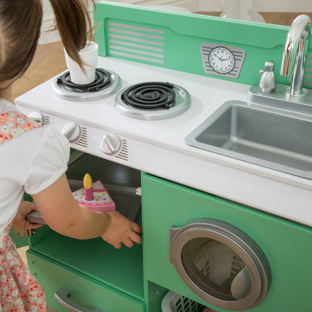 2-Piece Wooden Play Kitchen Set with Refrigerator, Dryer and Laundry Basket L997