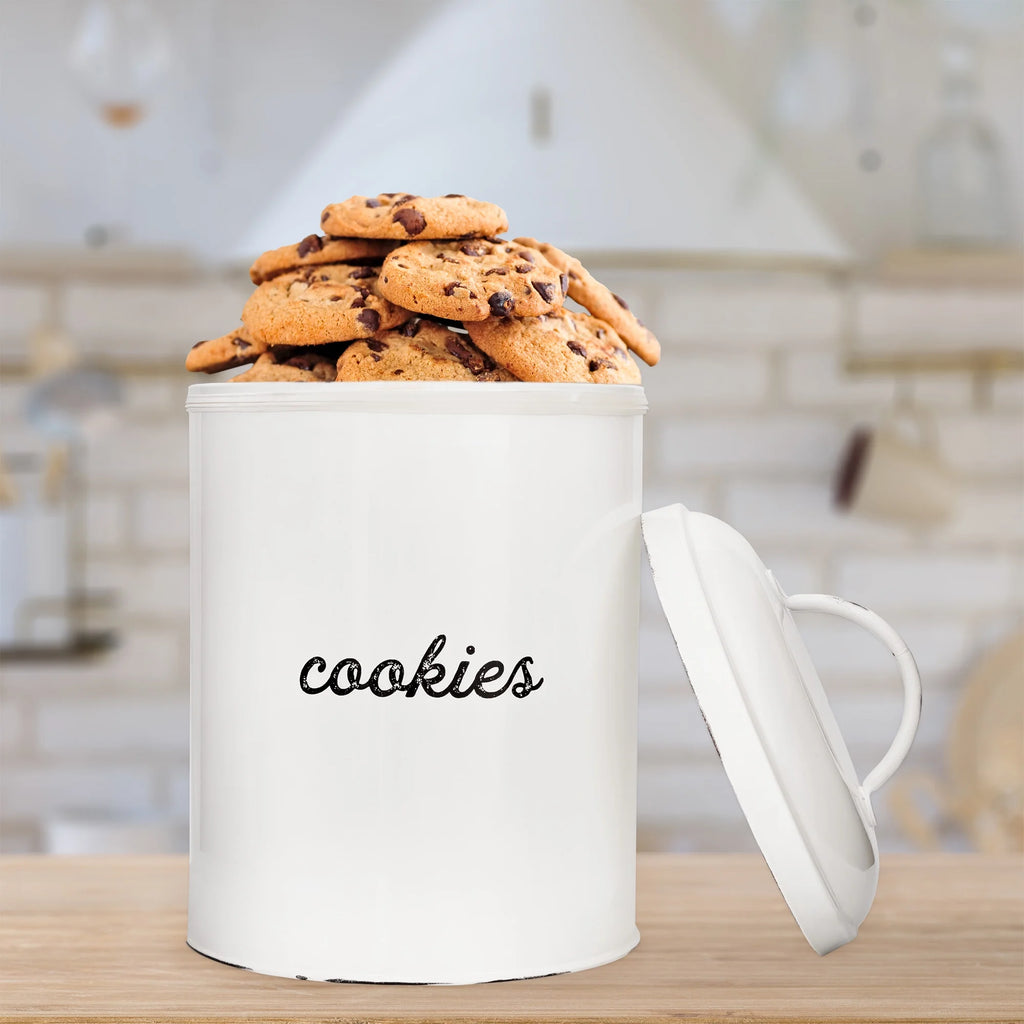 White Enamelware Cookie Jar S7660