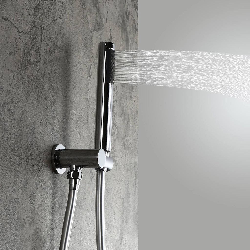 Chrome Wall Mounted Rain Shower Faucet Set with Hand Shower T32772