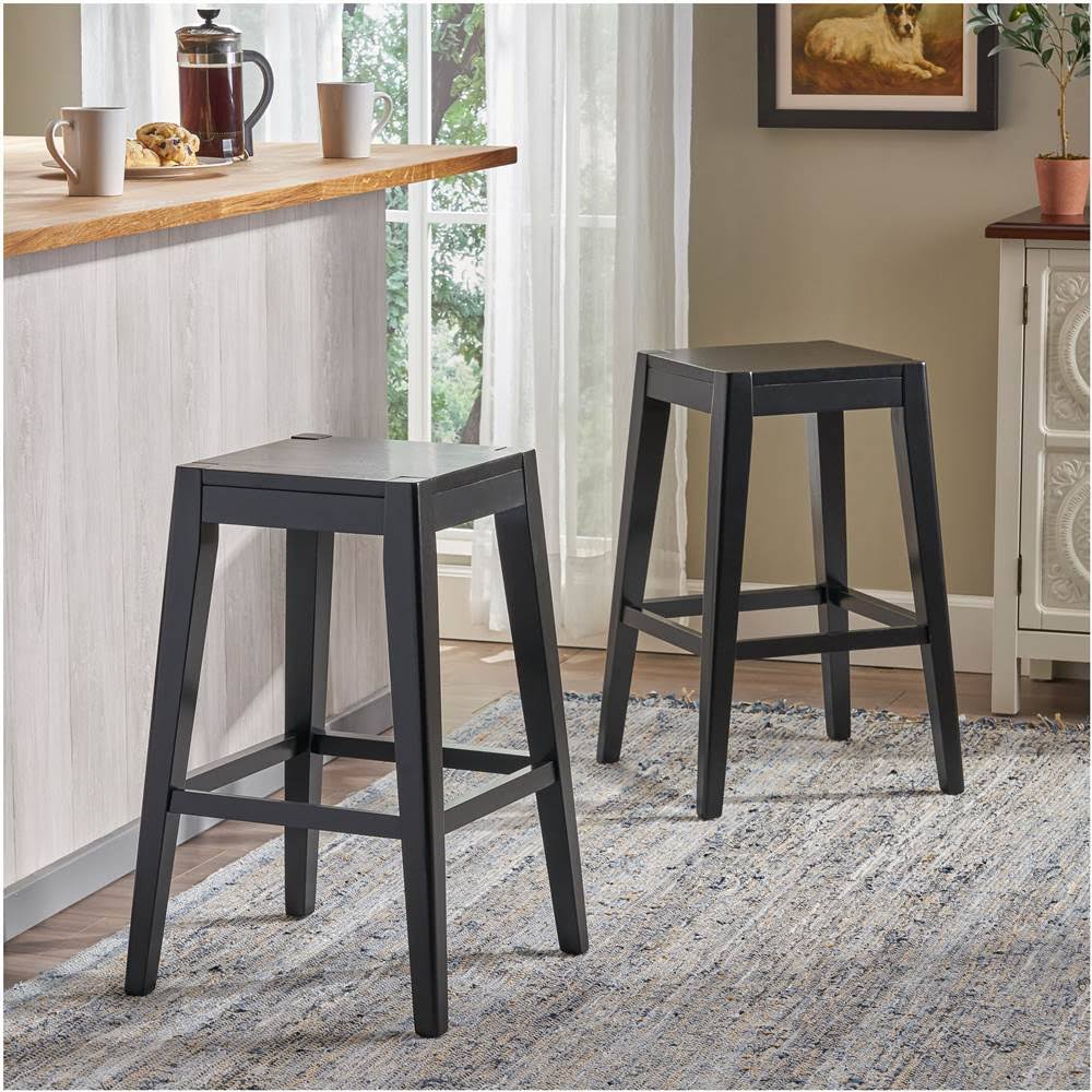 Black Wooden Counter Stool Set of 2 L435
