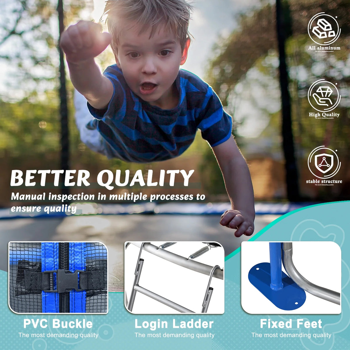 14FT Outdoor Trampoline with Basketball Hoop & Safety Enclosure Net & Ladder T69861