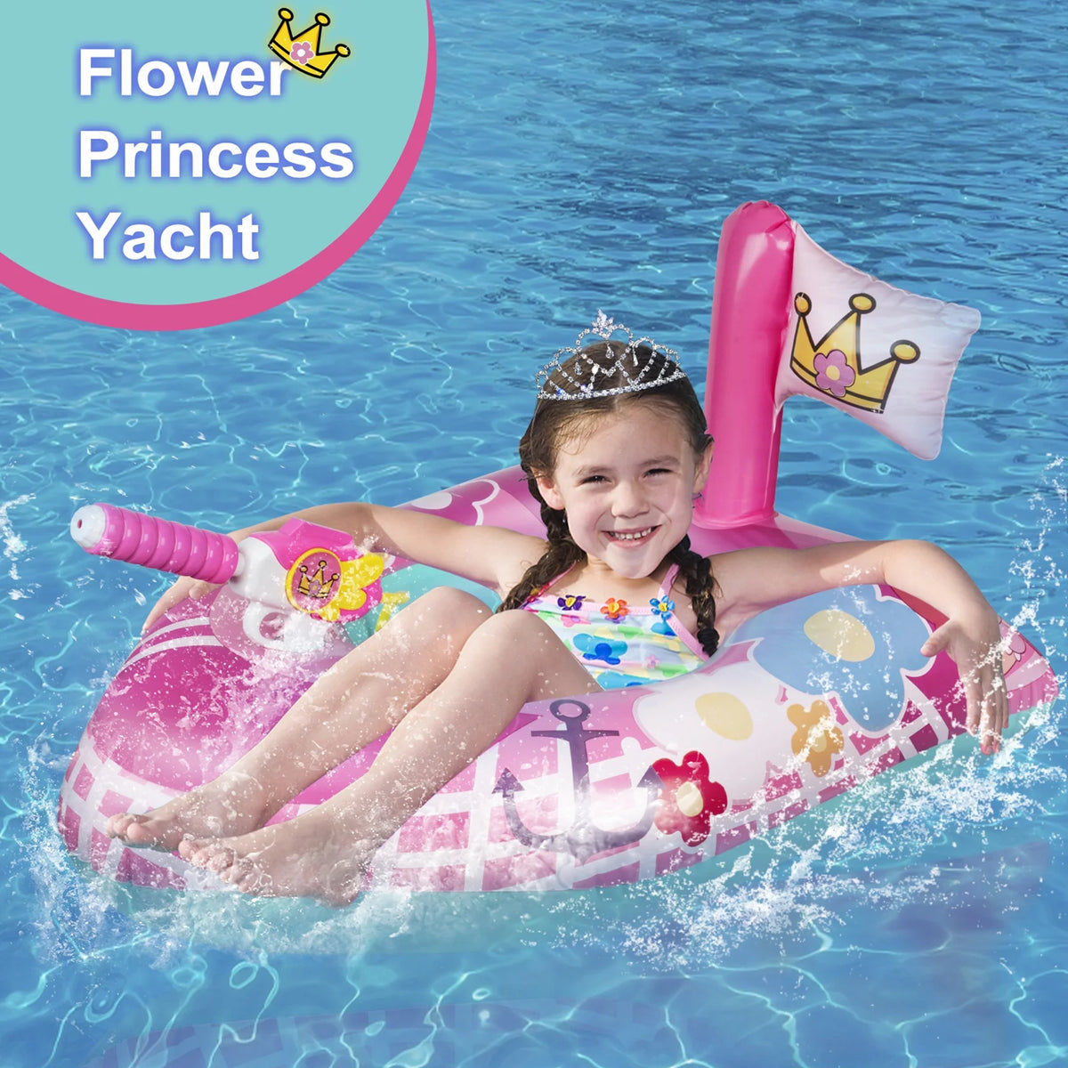 Pink Inflatable Toddler Pool Float Y580