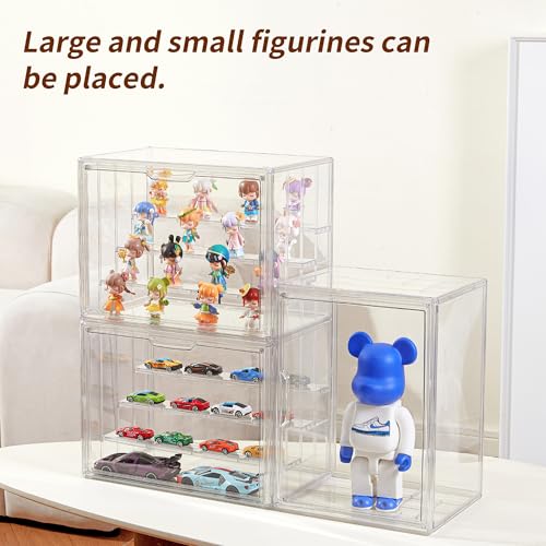 Acrylic 3 Layer Adjustable Display Case with Magnetic Door 2Pack G8013