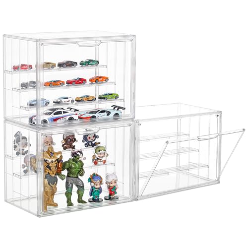 Acrylic 3 Layer Adjustable Display Case with Magnetic Door 2Pack G8013