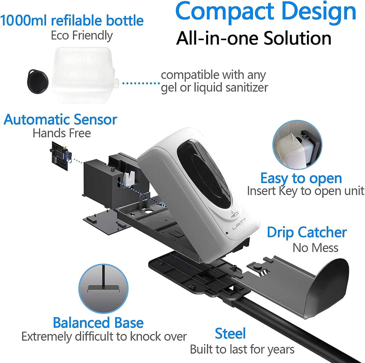 Touchless Hand Sanitizer Dispenser with Stand and 3 Nozzles M198578