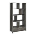 68 Inch Geometric Bookcase with 8 Shelves Weathered Gray I4159