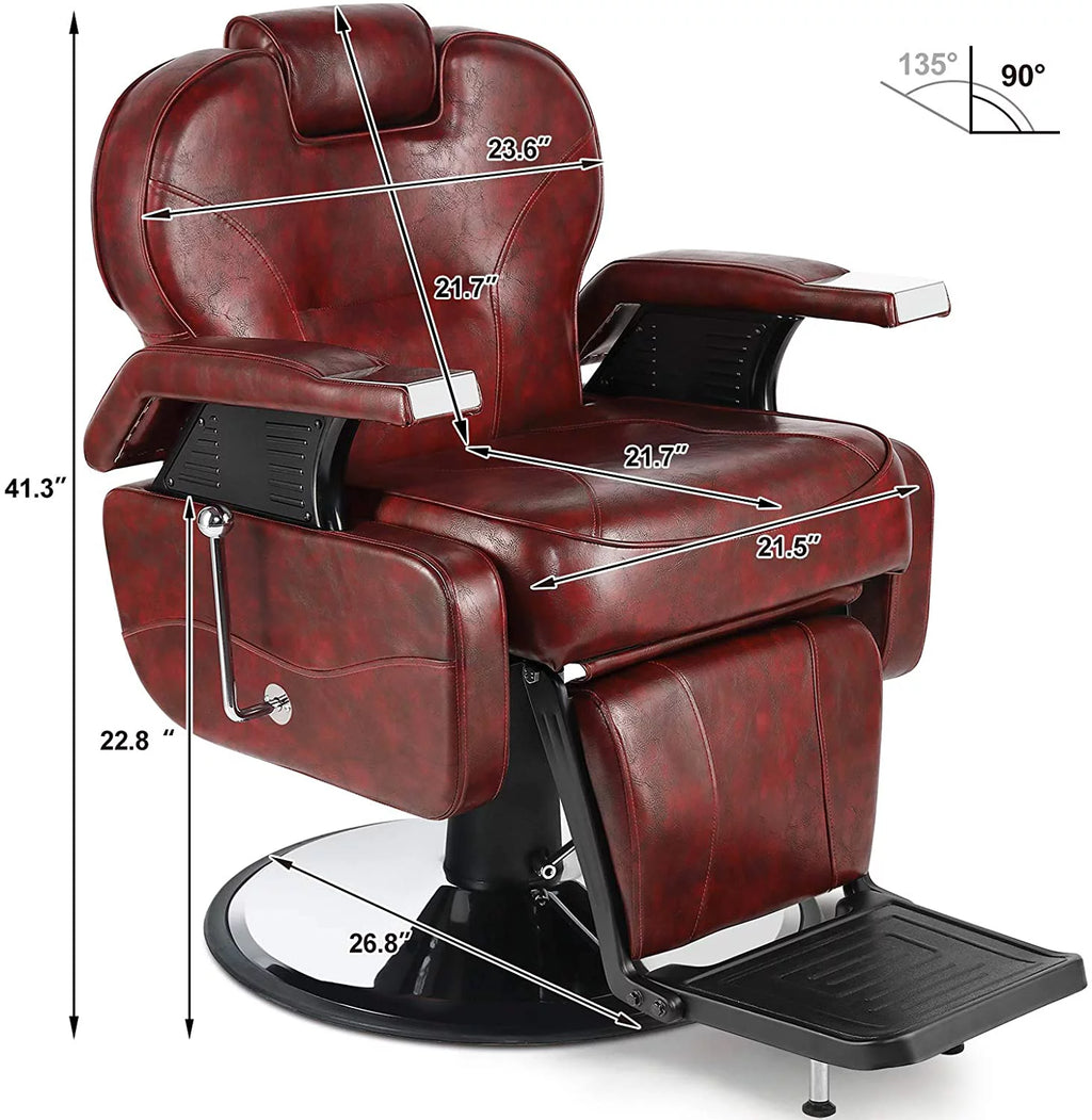 Hydraulic Red Recliner Barber Chair P433
