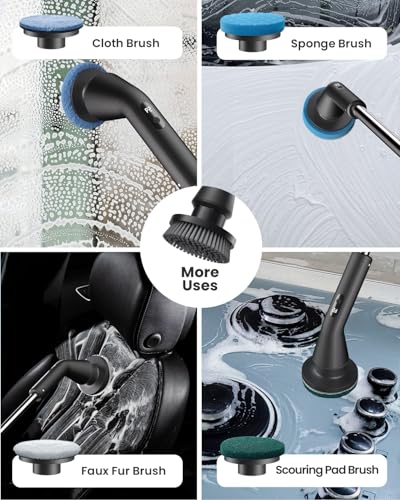 Cordless Electric Spin Scrubber with 7 Brush Heads G8210