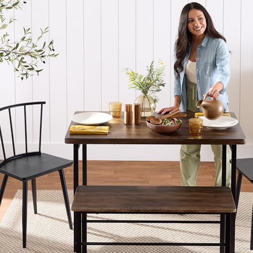 4-Piece Dining Table Set with 2 Chairs and Bench Q99470