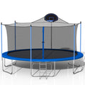14FT Outdoor Trampoline with Basketball Hoop & Safety Enclosure Net & Ladder T69861