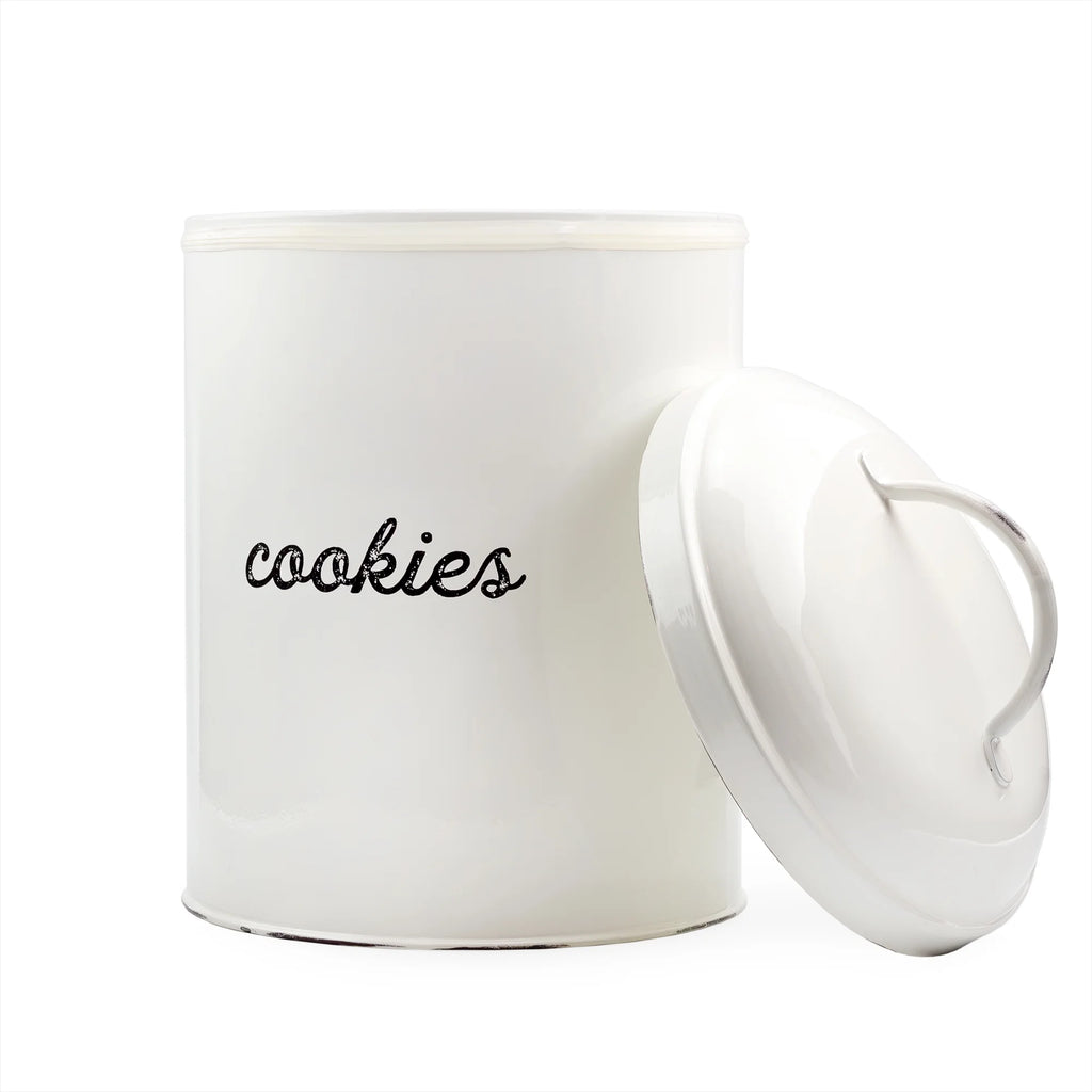 White Enamelware Cookie Jar S7660