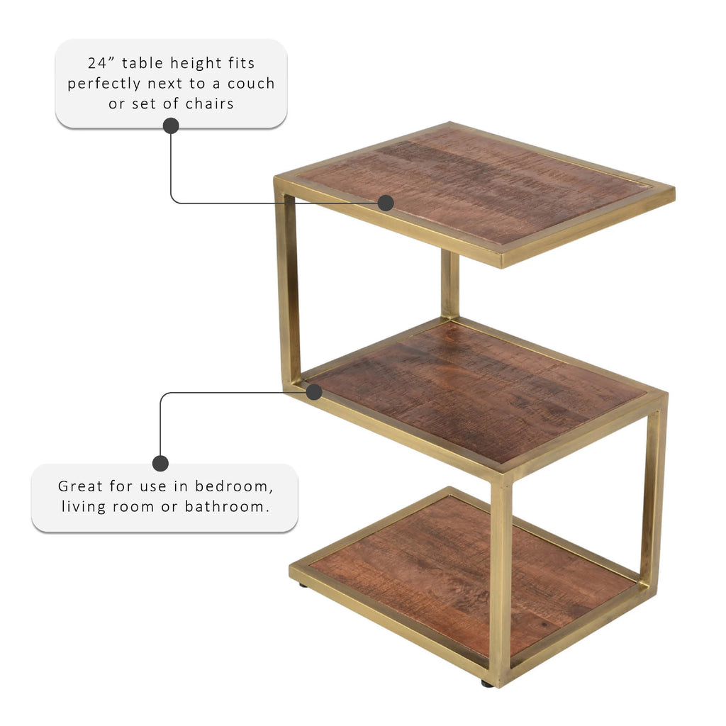 3-Tier Metal Accent Side Table E539