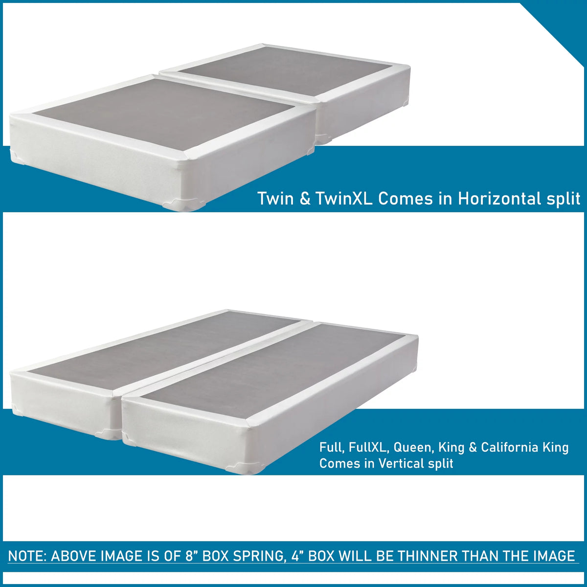 4” Split Fully Assembled Box Spring for Mattress, Full S18086