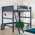 Full Size Loft Bed with Ladder, Black W6023