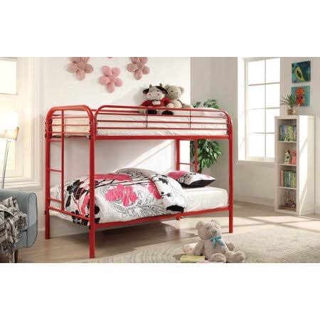 Red Twin on Twin Metal Bunk Bed V92099